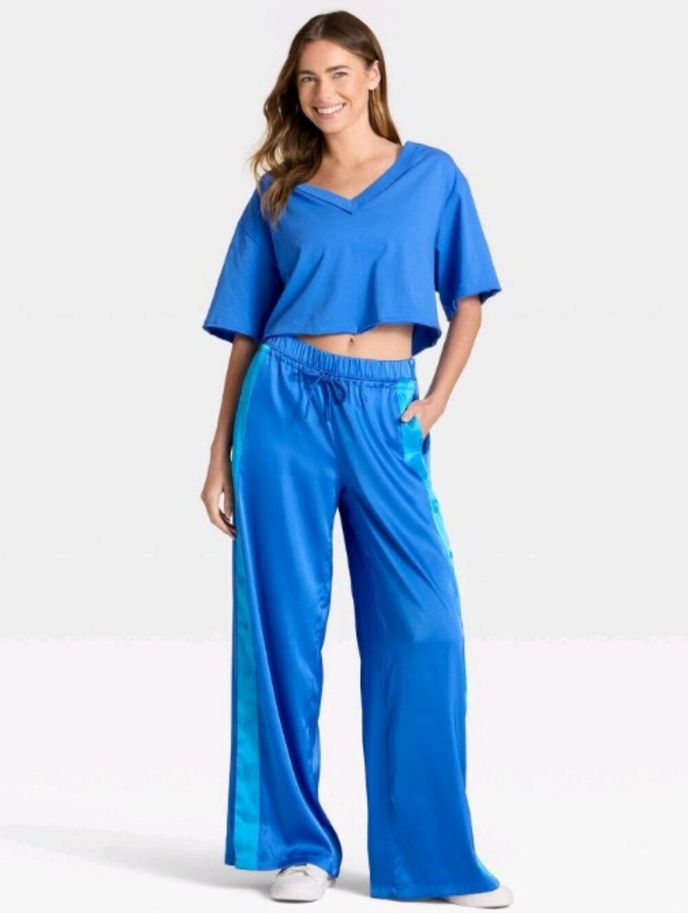 JoyLab-Lpw Rise Tear Away Track Lounge Pants (Royal Blue /Teal 💙🩵)-XXL